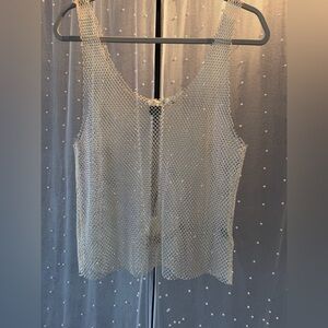 Faded Rose 
Silver Mesh Tank Top